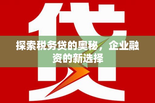 措美探索税务贷的奥秘，企业融资的新选择