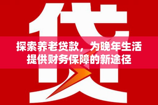 湖北探索养老贷款，为晚年生活提供财务保障的新途径